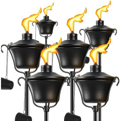 FALBAWR Garden Torches 3 Prong Ground Stake Citronella Torches 6 Pack 14.5oz Outdoor Garden Torches 58