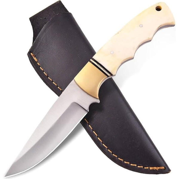 Handmade Hunting Knife with Leather Sheath for Skinning, Camping, Outdoor 6213 (Buns)