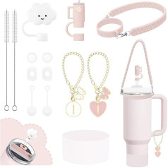 JALZEMPL Stanley Cup Accessories 9-10mm Stanley Straw Cover Topper Silicone Sleeve for Stanley Cup Initial Letter Charm Leak Proof Seal Kit Stanley 2.0 30 and 1.2L Pack of 10