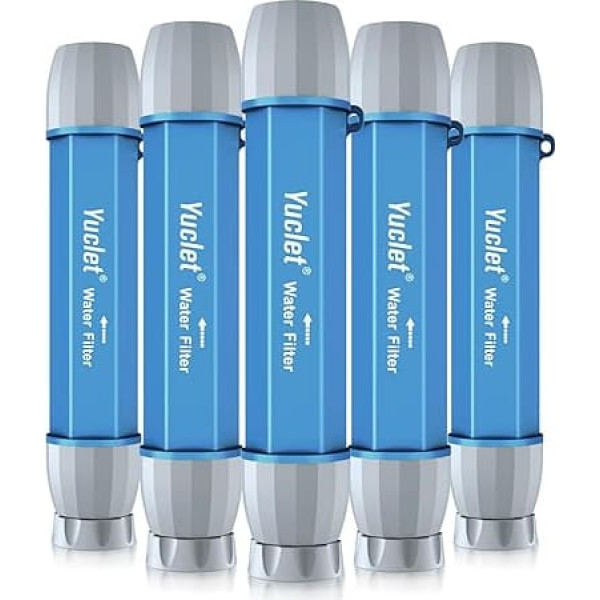 Yuclet Personal Water Filter for Hiking, Camping, Travel and Emergency Preparedness (Pack of 5)