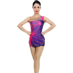 Rinkhockey Rhythmische Gymnastik-Uniform Leotards Frauen-Mädchen-Breath Ärmellos Skating Wear Hohe Elastizität-Berufswettbewerb Lila Eiskunstlauf-Kleid