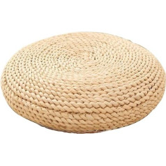 Merkts Round Straw Cushion Round Thick Floor Mat Fitness Yoga Meditation Beige 40x40cm