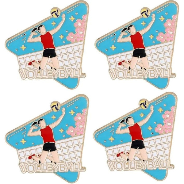 4 Volleyball Player Volleyball Lapel Pins, Enamel Lapel Pins, Volleyball Tournament Lapel Pins, Volleyball Fan, 3 cm, Metal, No Gemstone, 3 cm, Metal, No Gemstone, 3 cm (1.2 inches), Metal,, Metal, No
