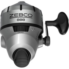 Zebco 888 Spincast Fishing Reel, 3 Ball Bearings (2+Clutch), Instant Backstop, Smooth Turntable, Adjustable Brake, Stainless Steel Cover, Powerful All Metal Gears, Pre-Spooled with Zebco Line, Silver