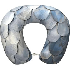 MGGAklp Silbernes Fischschuppen-Druck, niedliches Reisekissen für Reisezubehör für Flugzeug, Auto, Heimgebrauch