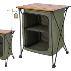 Facynde Outdoor Cooking Table Cabinet - Camping BBQ Picnics Kitchen Table Station Cabinet, Foldable Cooking Table with Storage Organiser, Grill Table for Camping, Picnic and