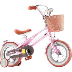 Bueuwe Children's Bicycle 14 Inches, Sturdy, Lightweight and Safe for Children 3-6 Years, with Removable Stabilisers and Double Brake System, Shock-Absorbing Tyres