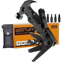 Gifts for Men Unique, WESTLEY Multitool, 15-in-1 Survival Gear, Camping Accessories, 4 Screwdriver Heads with Magnet, Lock Function, Cool Gadgets for Men WT15H