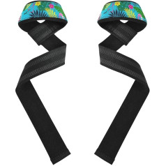 Fitness-Hebebänder mit Flamingos, Blumen, Blau, 66 cm, Neopren, gepolstert, Kreuzheben, für Gewichtheben, Fitnessstudio, Kreuzheben, Workout-Geräte im Fitnessstudio