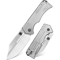 LOTHAR LORD Folding Knife, D2 Steel One-Handed Knife with Belt Clip, 420 Steel Handle, Large Outdoor Knife, Suitable for Collection