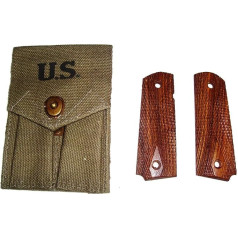 WWII US M1911A1 .45 Wooden Pistol Grips with Bag - Reproduction