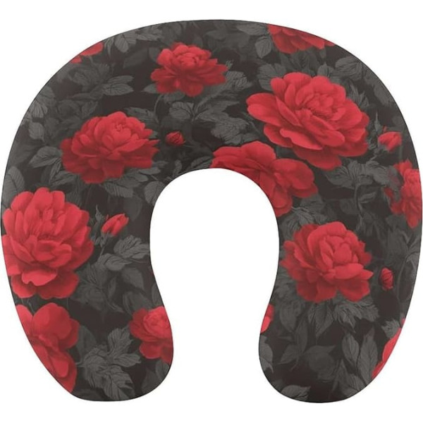 Jubonexis Reisekissen aus Schaumstoff mit rosafarbenem Mohnblumenmuster, Vintage-Druck, für Kopfstütze, U-förmiges Nackenkissen für Flugzeug