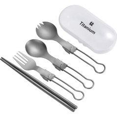 Camping Castlery Set Fork Löffel Chopstäbchen Metall Tischgeschirr Klapptensilien Mit Schachtel Für Outdoor Picknick