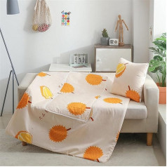 Cushion Blanket 2 in 1 Travel Blanket Cushion Quilt Multifunctional Pillow Blanket Neck Support Pillow Soft & Warm Nap Mat Cushion for Sofa Bed Office Chair (Durian)