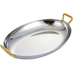 OWOHYG Ovale Sish-Paella Mit Zwei Griffen, Paella-Kochgeschirr Aus Edelstahl 304 Für Zuhause, Im Restaurant Oder Beim Camping, 40 cm