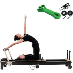 LVYWEX Reformer Pilates,Tragbares, Zusammenklappbares Pilates-Reformer-Gerät Aus Aluminium Für Das Heimtraining Mit Stretchbändern