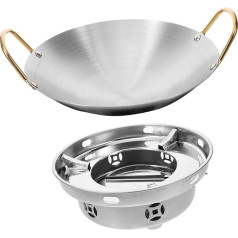 FUNNETOYU 1 Set Camping Anti-Scene Portable Cooking Dual Ear Hot Pot Stainless Steel Pan Stainless Steel Cooker with Stove Cooking Utensils Cooking Pot Kitchen Utensils Stainless Steel Silver