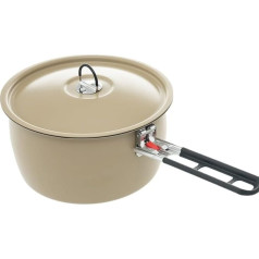 Aluminum Alloy Heating Pot with Foldable Handle, Perfect for Camping, Hiking, Picnics and Outdoor Cooking Activities (Yellow)