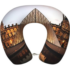 LHDGBWC Reisekissen für Flugzeug, Louvre Museum in Paris Memory Foam Nackenkissen, abnehmbares Nackenstützkissen für Reisen, tragbares U-förmiges Flugzeugkissen zum Schlafen, Nickerchen