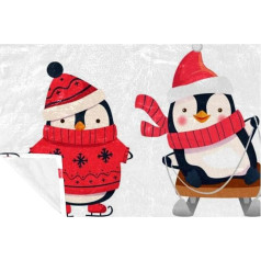 VAPOKF Wintersport-Decke mit Pinguin-Druck, weich, warm, gemütlich, Überwurf für Bett, Couch, Sofa, Picknick, Camping, Strand, 150 x 100 cm