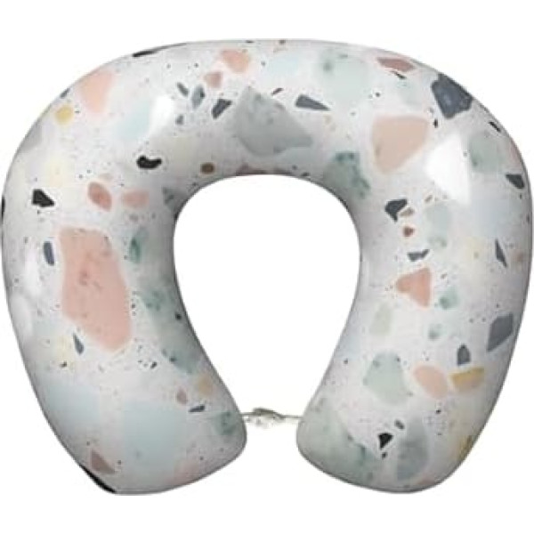 LHDGBWC Travel Pillow for Airplane, Terrazzo Marble Pastel Memory Foam Neck Pillow, Removable Neck Support Pillow for Travel, Portable U-shaped Airplane Pillow for Sleeping, Nap