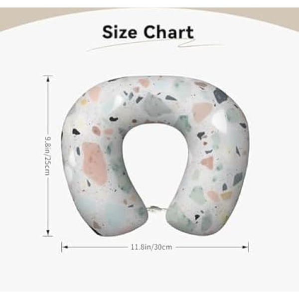 LHDGBWC Travel Pillow for Airplane, Terrazzo Marble Pastel Memory Foam Neck Pillow, Removable Neck Support Pillow for Travel, Portable U-shaped Airplane Pillow for Sleeping, Nap