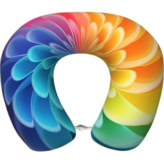 LHDGBWC Reisekissen für Flugzeug, Regenbogen-dynamisches Memory-Schaum-Nackenkissen, abnehmbares Nackenstützkissen für Reisen, tragbares U-förmiges Flugzeugkissen zum Schlafen, Nickerchen