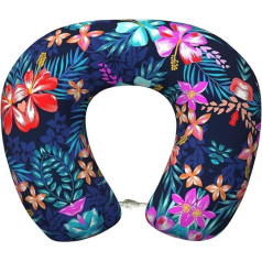Reisekissen aus Memory-Schaum, Blumenmuster, Blau