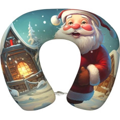 Zhuanyun Reisekissen mit Weihnachtsmann-Druck, klassisch, bequem, Memory-Schaum, Reisekissen, Kopfstütze, weiches Kissen