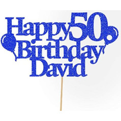 Cakeshop Personalised Happy Birthday Glitter Cake Decoration Customized Colour Any Name & Any Age Cake Decoration for Birthday Party (Light Blue)