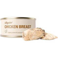 Vilgain Canned Meat - 100% Natural, No Preservatives, High Protein Juicy Pieces, Tested Origin, Ideal for Healthy Eating & Quick Dishes (100 g, Chicken Breast)