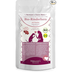 Herrmann's Men's Cowhide Menu 12 x 0.13 kg with Fennel, Moehren Super Leinoel 130g Organic Dog Food (Pack 2)