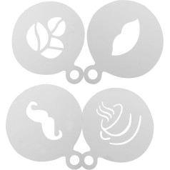 MAGICLULU 4 Reusable Coffee Stencils Latte Art Templates Made of Stainless Steel for Cappuccino and Hot Chocolate - To Improve Drink Presentation