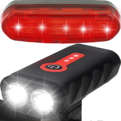 Retoo Uzlādējams velosipēda lukturis priekšējais aizmugurējais 4 režīmi 4400 mAh - 2 gab.