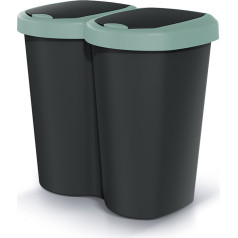 Atkritumu tvertne Compacta B Duo, zaļa/melna, ietilpība 40L, viens nodalījums, divi vāki, pie sienas, NDBS40-5575C_S411