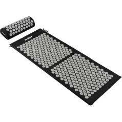 Akupresūras veselības paklājiņš ar smaili un spilvenu, 110x42cm, XL, pelēki smailes, Active