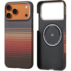pitaka Case for iPhone 17 Pro, Magnetic Mobile Phone Case Made of Aramid Fibre with Camera Control, Protective Case Compatible with Magsafe, Ultra Thin Case with Comfortable Grip, Sunset