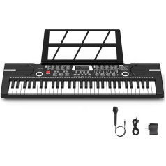 Digital Piano Piano 61 Keys & Notes Music Stand Portable Electronic Keyboard Music Instrument with Speakers and Teaching Modes, Automatic Accompaniment Suitable for Beginners / Adults