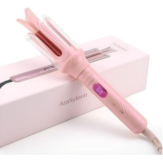 AraSyleon Automatic Curling Iron with PTC, 28 mm/32 mm/40 mm Curler, 30s Quick Preheating, 12 Temperature Levels, LCD Display, Billions of Ions, Curling Iron for All Hair Lengths