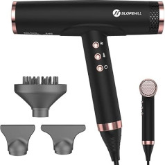 slopehill Ion Hair Dryer, 110,000 RPM Brushless Motor, Quick Drying Hair Dryer with Magnetic Diffuser, Low Noise/Bioceramic Technology, for Home, Travel, Salon (Matte Black) 2