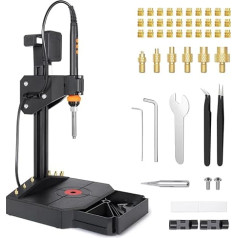Vertical Heat Set Insert Tool, Mintion Thread Insert Press Machine, Melting Tool Thread Inserts, Melting Aid 90 W Soldering Iron, 30 Pieces Thread Insert M3, M2-M8 Soldering Tips, 3D Printer Tool