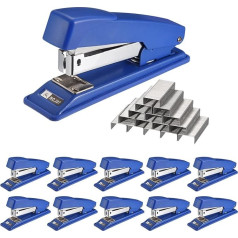 PATIKIL Desk Stapler with 6000 Staples Standard Work Table Stapler Office 25 Sheets Capacity (26/6) for Office Home Blue Pack of 10
