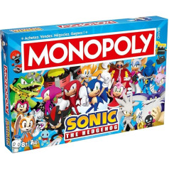 Winning Moves Monopoly Sonic in French - Board Game 8 and More - Board Game for 2 to 6 Players - Board Games for Families in French, Blue