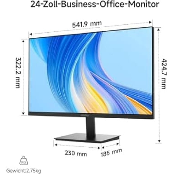KOORUI E2411F 24 Inch Screen, IPS PC Monitor, FHD 1920 x 1080 for Office, 100Hz PC Monitors, Eye Care, HDMI & VGA, VESA 100 x 100 mm