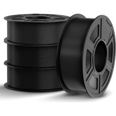 TECBEARS PLA Filament 1.75 mm Bundle Black, 4 kg 3D Printer Filament PLA, PLA 3D Filament Vacuum Packaging, Dimensional Accuracy +/- 0.02 mm, 1 kg per Spool (2.2 lbs), Total 4 kg PLA Filament 3D