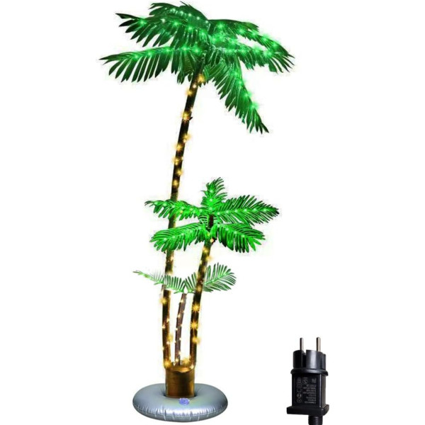 Illuminated Artificial Palm Tree, 180 cm Illuminated Christmas Tree Decoration, LED Lighting Outdoor Fake Tree Lights for Patio, Pool, Porch, Deck, Tropical Party, Tiki Bar