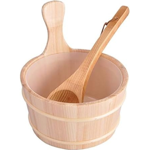 zalati 4 Litre Wooden Bucket and Ladle Sauna Steam Accessories