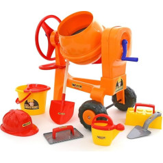 Wader Quality Toys Mixing Machine with Construction Site Set 8 Pieces (in Box)