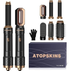 Air Styler Atopskins 6-in-1 Hairstyler Set with 1000 W Hair Dryer, Warm Air Brush, Hair Dryer Brush, Round Brush Blow Dryer, Curling Iron, Straightening Brush, for Hair Volume, Straightening, Curling