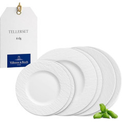 Villeroy & Boch Manufacture Rock Blanc Crockery Set 6 Pieces for 2 People White Dishwasher Safe Microwave Safe Plate Set Crockery Set Dinner Service Crockery Set Modern Premium Porcelain